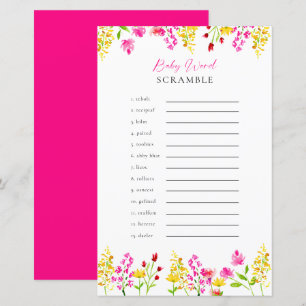Papier Jeu de mots mêlés pour bébé Floral Fête de naissan