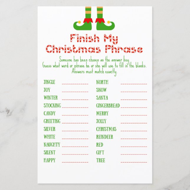 Papier Jeu de Noël familial IMPRIMÉ (Devant)