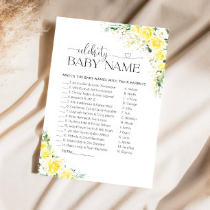Papier Jeu de nom de bébé de célébrité Baby Shower Fleurs