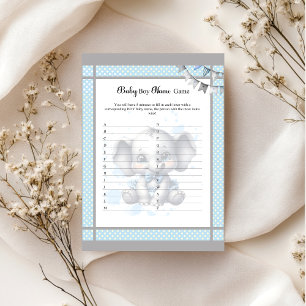 Papier Jeu de nom de bébé éléphant bleu mignon garçon