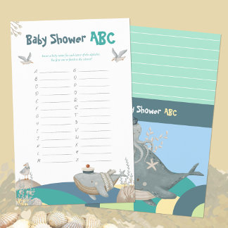Papier Jeu de noms ABC pour la baby shower Baleine Naauti