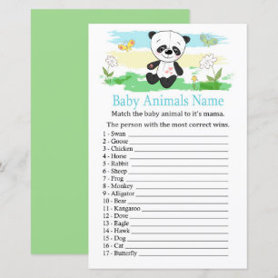 Papier Jeu de noms d'animaux bébé panda bébé