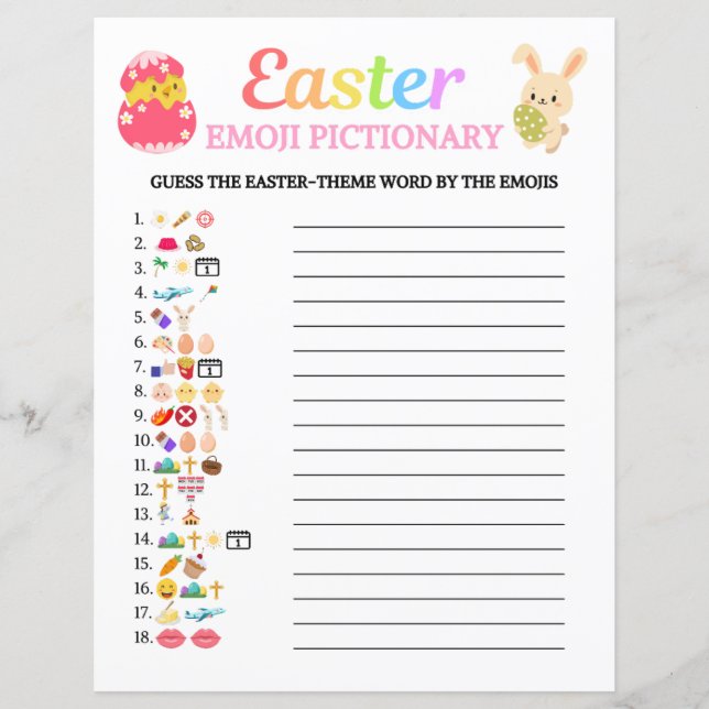 Papier Jeu de Pâques Emoji Pictionary (Devant)