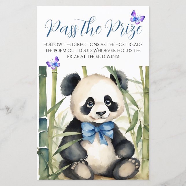 Papier Jeu de passage de prix Baby Shower Baby Panda Boy (Dos)