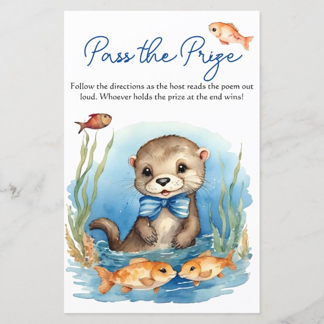 Papier Jeu de passage de prix pour Baby Shower Baby Otter (Dos)