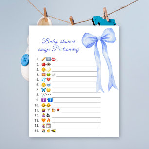 Papier jeu de Pictionary baby shower emoji arc bleu