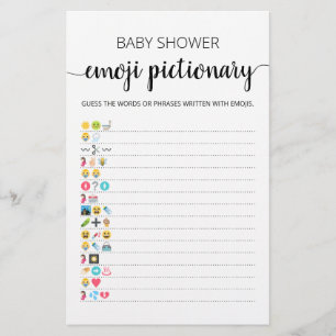 Papier Jeu de Pictionary d'Emoji Baby Shower avec réponse