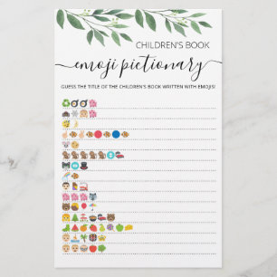 Papier Jeu de Pictionary d'emoji Baby Shower avec réponse