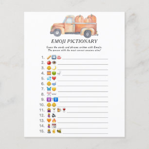 Papier Jeu de pictionary d'emoji de camion de citrouille