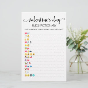 Papier Jeu de Pictionary d'Emoji de la Saint-Valentin ave