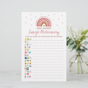 Papier Jeu de Pictionary Emoji Baby Shower Bohème Arc-en-