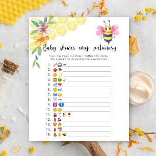 Papier Jeu de pictionary emoji Baby Shower Girl Bee