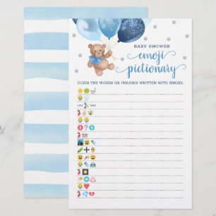 Papier Jeu de Pictionary Emoji Baby Shower Thème Ours en