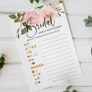 Papier Jeu de Pictionary Emoji pour Baby Shower Roses Ros