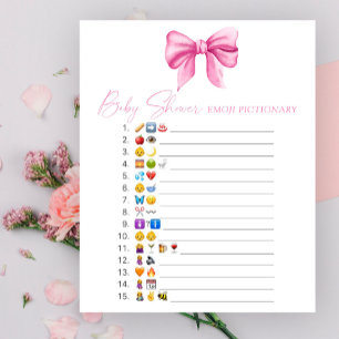 Papier Jeu de Pictionary pour baby shower avec un nœud ro