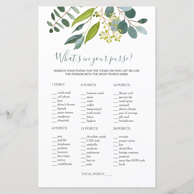 Papier Jeu de porte-mariée verdoyante / Scramble Mariage (Devant)