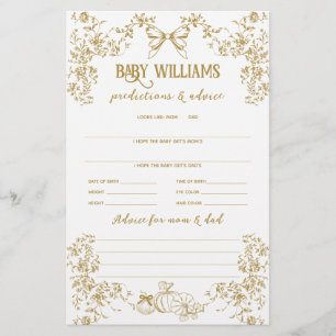 Papier Jeu de prédiction citrouille Bow Floral Baby showe