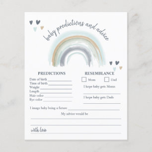 Papier Jeu de prédiction du Baby shower arc-en-ciel bleu 