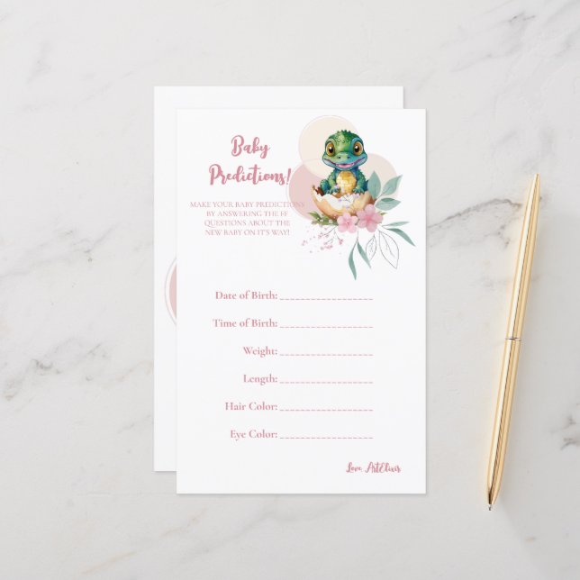 Papier Jeu de prédiction floral à l'éclosion d'un bébé al (Devant/Arrière en situation)