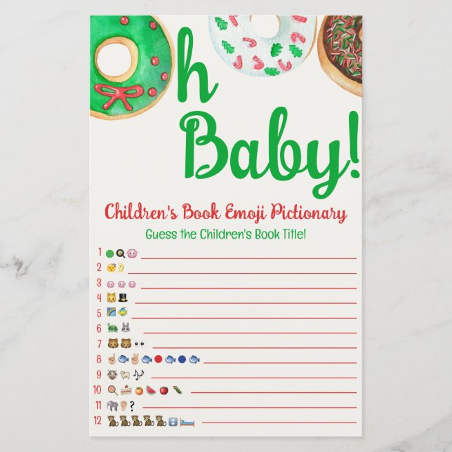 Papier Jeu de prédictions de Baby shower de Donut de Noël (Devant)