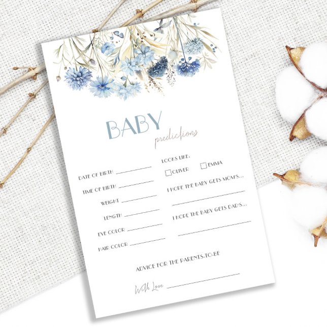 Papier Jeu de prédictions de Baby shower DUSTY Blue Hydra (Créateur téléchargé)