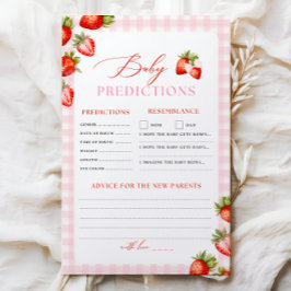 Papier Jeu de prédictions de Baby showers de fraise rose