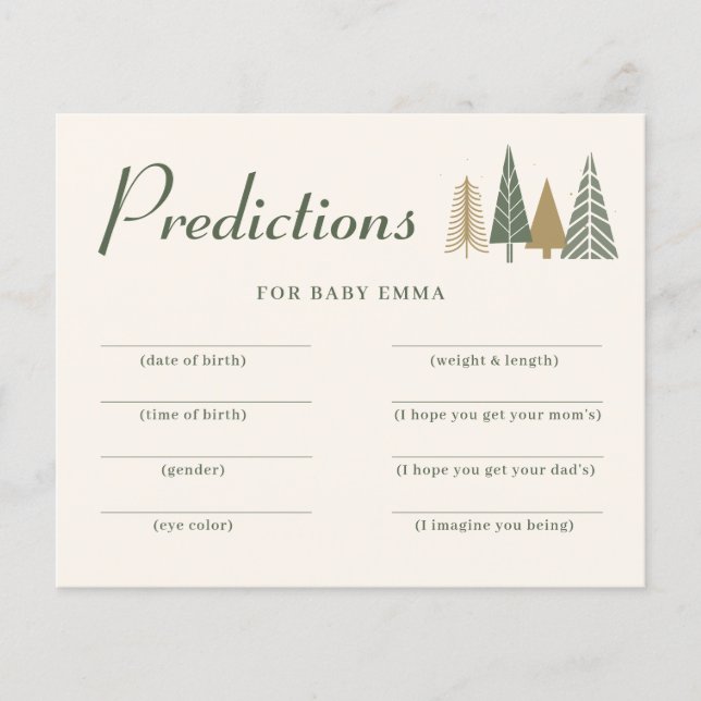 Papier Jeu de prédictions du baby shower d'hiver (Devant)