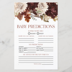 Papier Jeu de prédictions du Baby shower floral de Bourgo