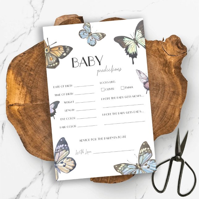 Papier Jeu de prédictions du Baby shower papillon aquarel (Créateur téléchargé)