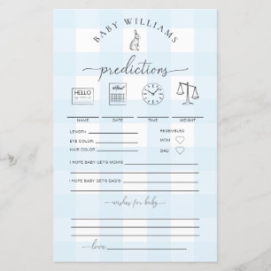 Papier Jeu de prédictions En vichy lapin bleu