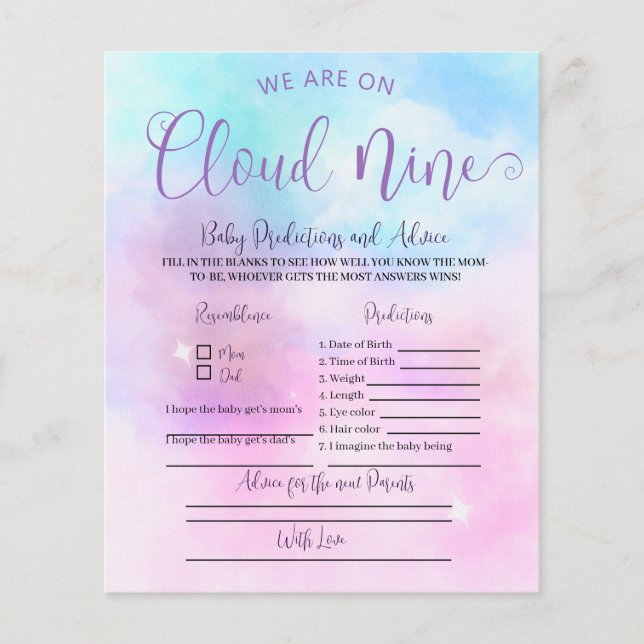 Papier Jeu de prédictions et conseils pour bébés (Devant)