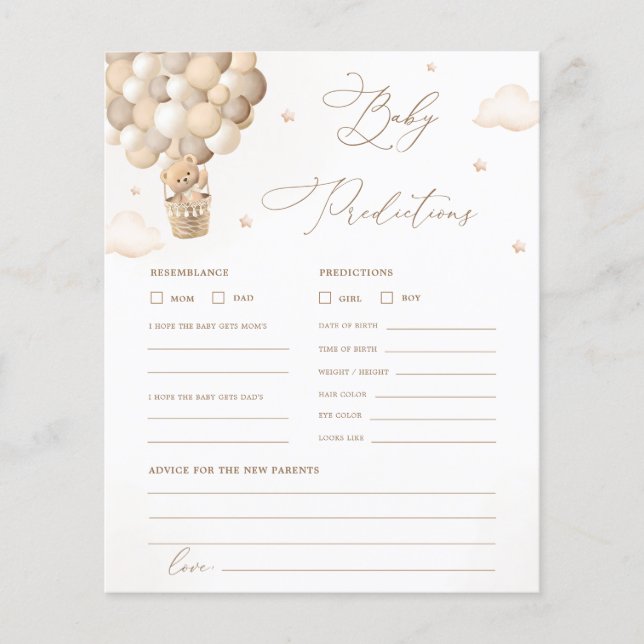 Papier Jeu de prédictions et de conseils de Baby shower n (Devant)