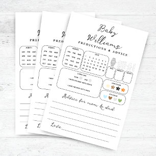 Papier Jeu de prédictions minimalistes des Baby showers
