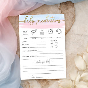 Papier Jeu de prédictions pour bébé à l'aquarelle rose bl