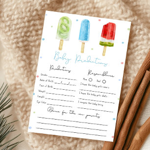 Papier Jeu de prédictions pour bébé Shower Baby Popsicle