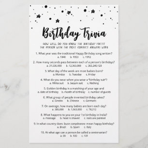 Papier Jeu de questions-réponses d'anniversaire avec répo