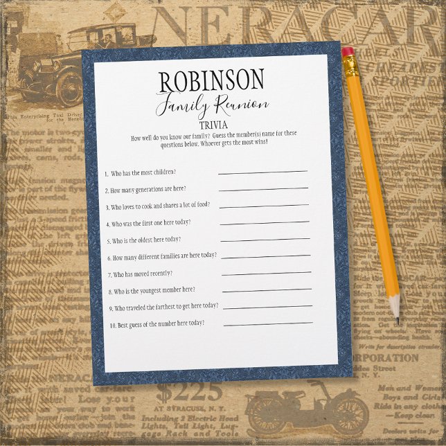 Papier Jeu de questions sur la réunion familiale (Créateur téléchargé)