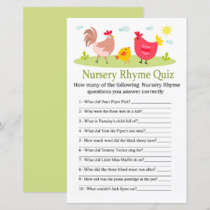 Papier Jeu de quiz de comptine pour bébé poules pour baby