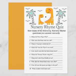 Papier Jeu de quiz de comptine pour bébé shower orange Di