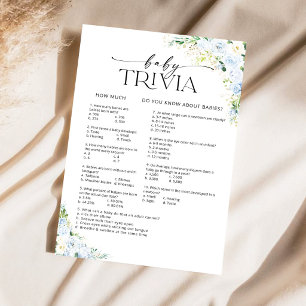 Papier Jeu de quiz pour bébé sur le thème floral bleu cla