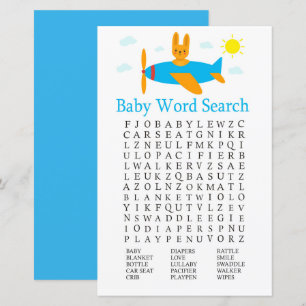 Papier Jeu de recherche Baby shower Word de l'appareil jo