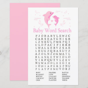 Papier Jeu de recherche de Baby shower de mot rose dauphi