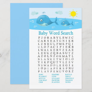 Papier Jeu de recherche de Baby showers de baleines
