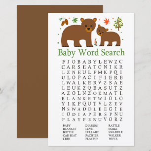 Papier Jeu de recherche de mot Baby shower d'ours