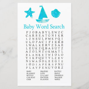 Papier Jeu de recherche de mot Baby shower nautique