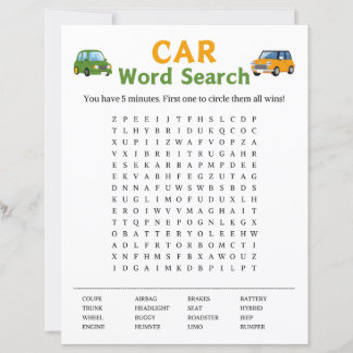 Papier Jeu de recherche de mot de voiture