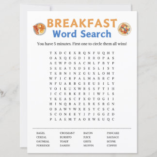 Papier Jeu de recherche de mot petit-déjeuner