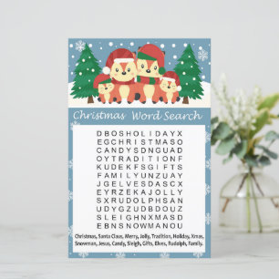 Papier Jeu de recherche de mot pour Noël de renard d'hive