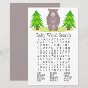 Papier Jeu de recherche de mot sur le Baby shower de l'ou