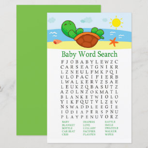 Papier Jeu de recherche de mot sur le Baby shower de tort